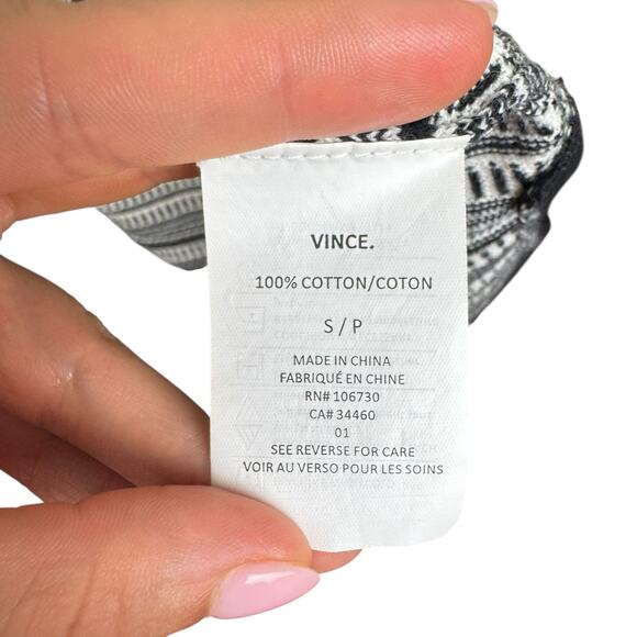 Vince Black & White Stripe Knit Short Sleeve Longline Open Cardigan Sweater - Picture 11 of 12